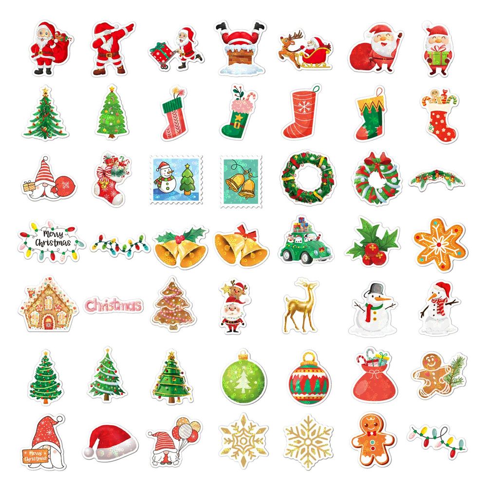 Festive Holographic Christmas Stickers - 50/100 Waterproof Craft Collection!