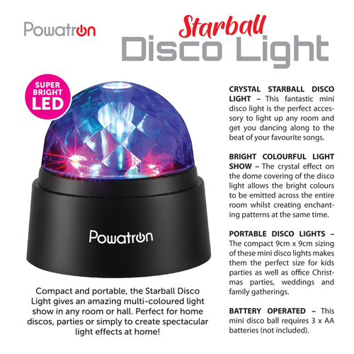 Powertron Starball Disco Light | Portable Multi-Colored Party Elegance