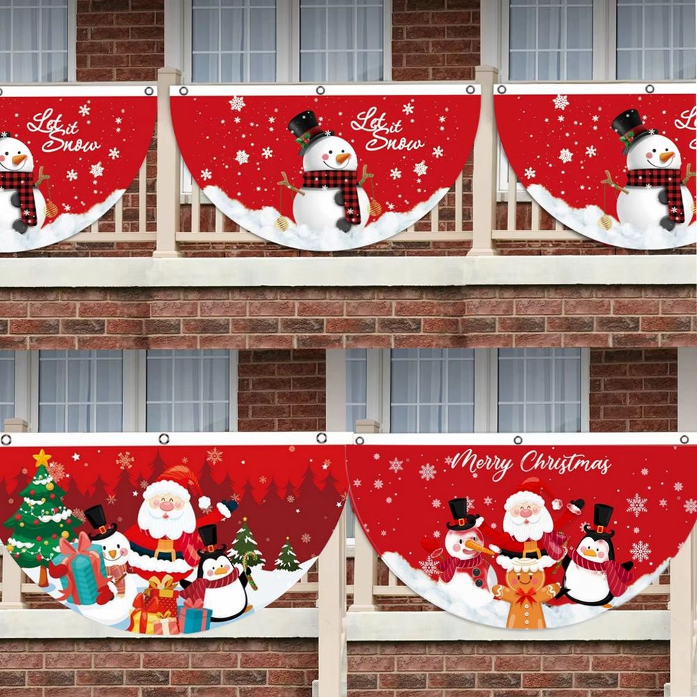 Festive Fan-Shaped Christmas Flag Banner - Perfect Holiday Home Decor!