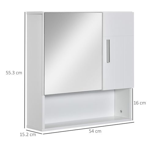 Sleek White Wall-Mounted Mirror Cabinet with Adjustable Shelves & Storage