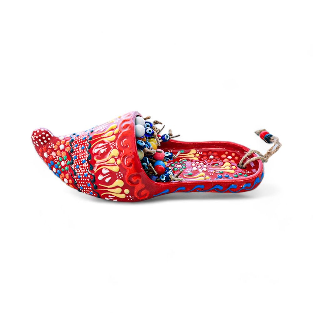 Vibrant Red Handmade Ceramic Slipper Wall Art - Perfect 7cm Accent