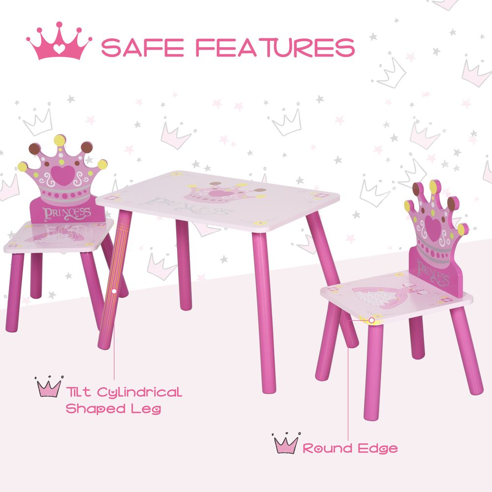 Enchanting 3-Piece Kids Princess Chair & Table Set - Pink Royal Furniture