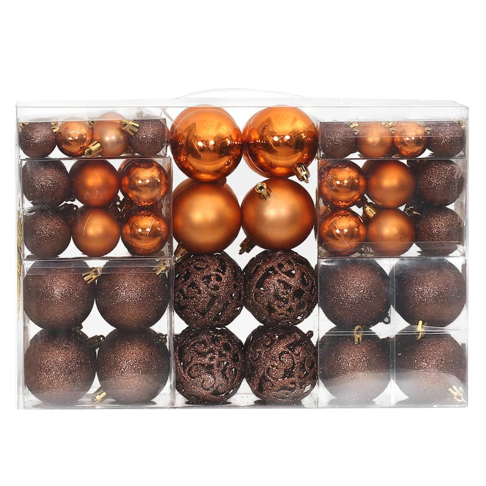 vidaXL 100-Pc Brown Christmas Baubles Set - Festive Decor for Your Tree!