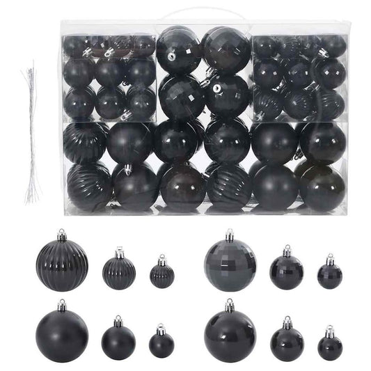 vidaXL 100-Piece Black Christmas Baubles Set - Elegant Holiday Decor