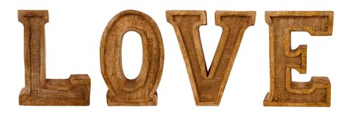 Rustic Hand-Carved Wooden 'Love' Letters with Intricate Embossed Design