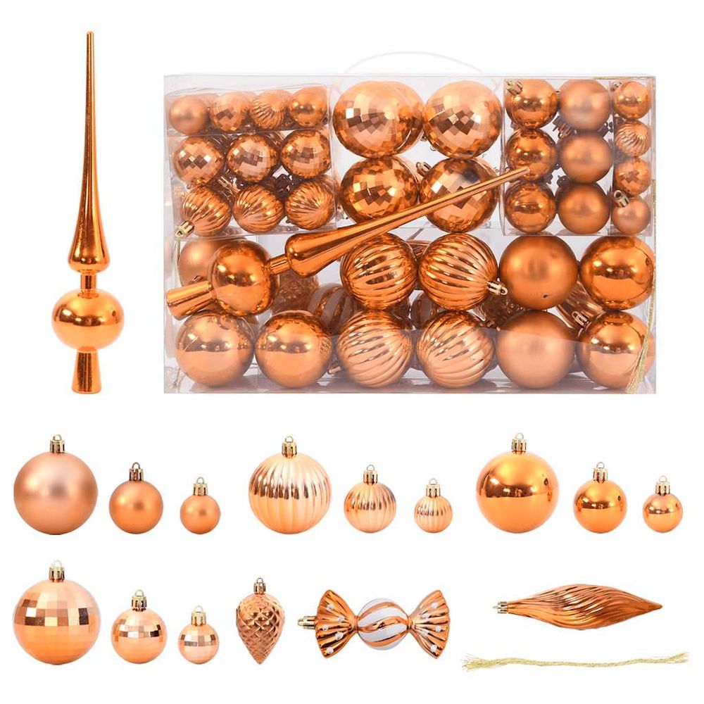 VidaXL 98-Piece Copper Christmas Baubles Set - Festive Decorations Galore!