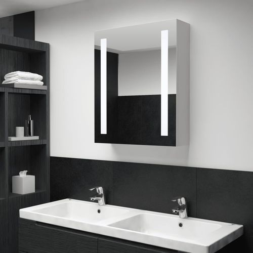 vidaXL 50 cm LED Bathroom Mirror Cabinet - Modern Concrete Grey Design