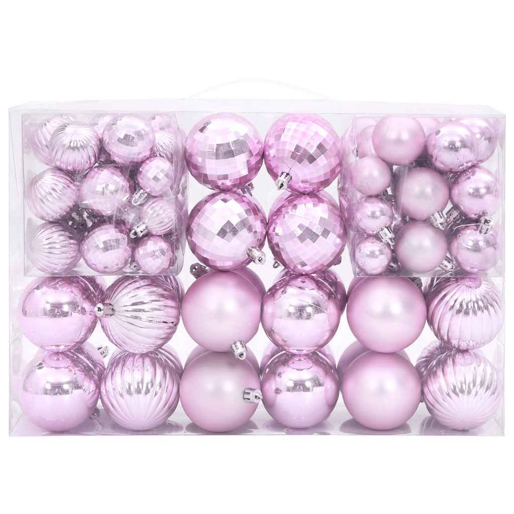 Sparkling Pink Christmas Baubles Set - 100 Decorative Ornaments for Holiday Joy