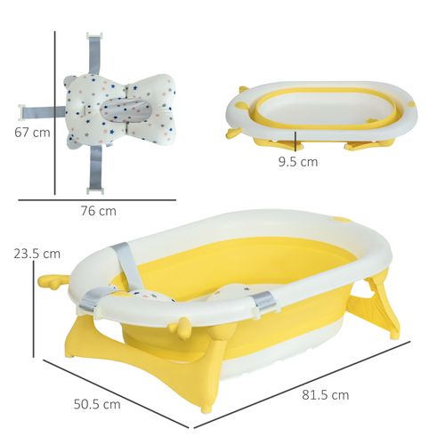 SafeSnuggle Foldable Baby Bath Tub with Temperature-Sensitive Plug