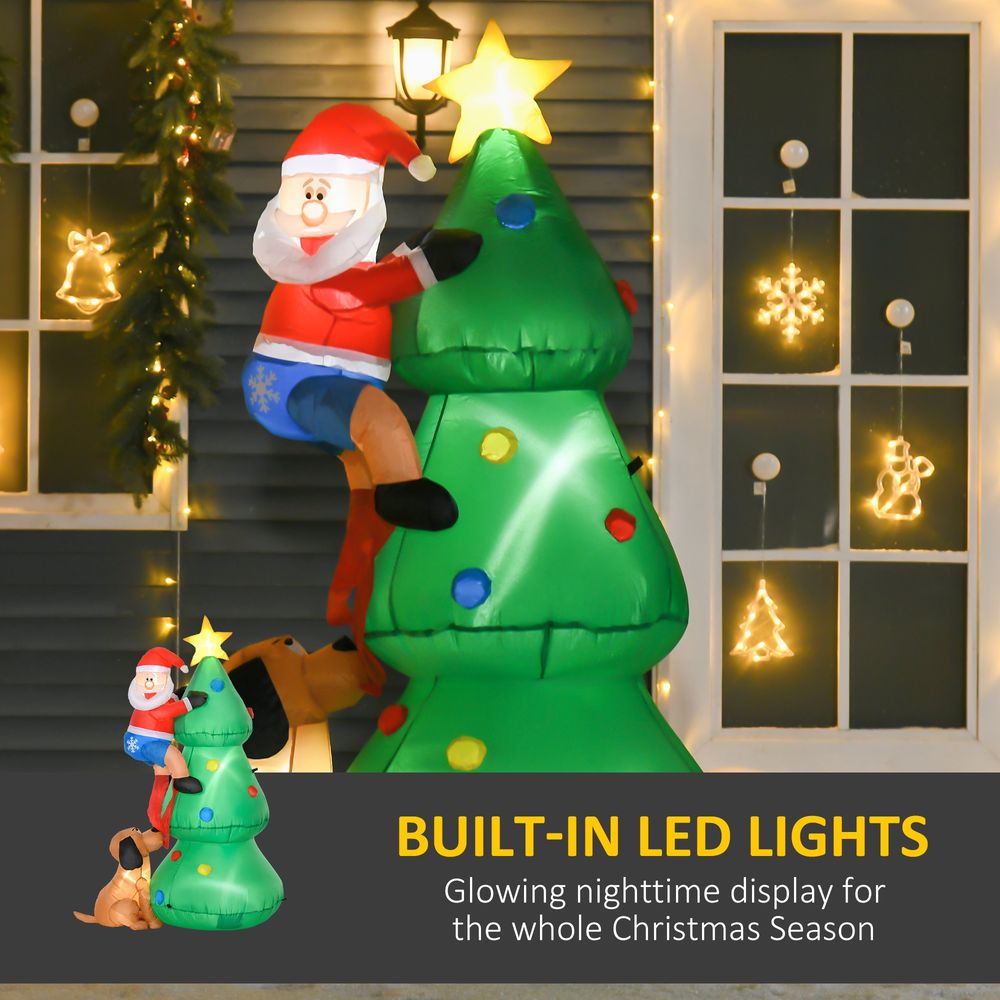 Festive 1.8m Inflatable Christmas Tree with LED Lights & Santa Dog Prop