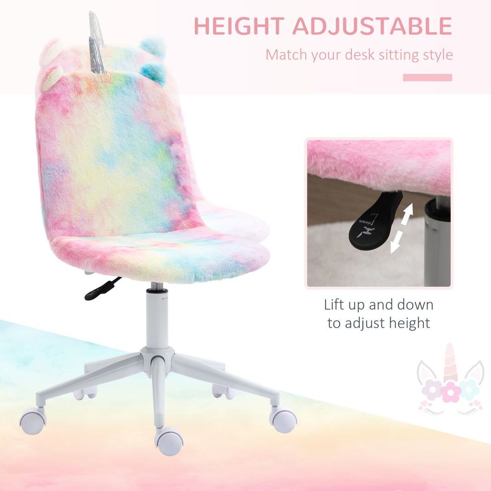 Vinsetto Fluffy Unicorn Swivel Chair - Whimsical Comfort for Fun Workdays!