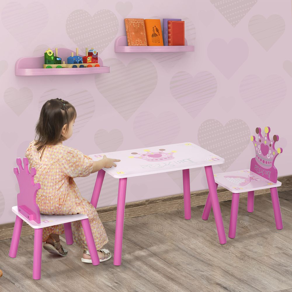 Enchanting 3-Piece Kids Princess Chair & Table Set - Pink Royal Furniture