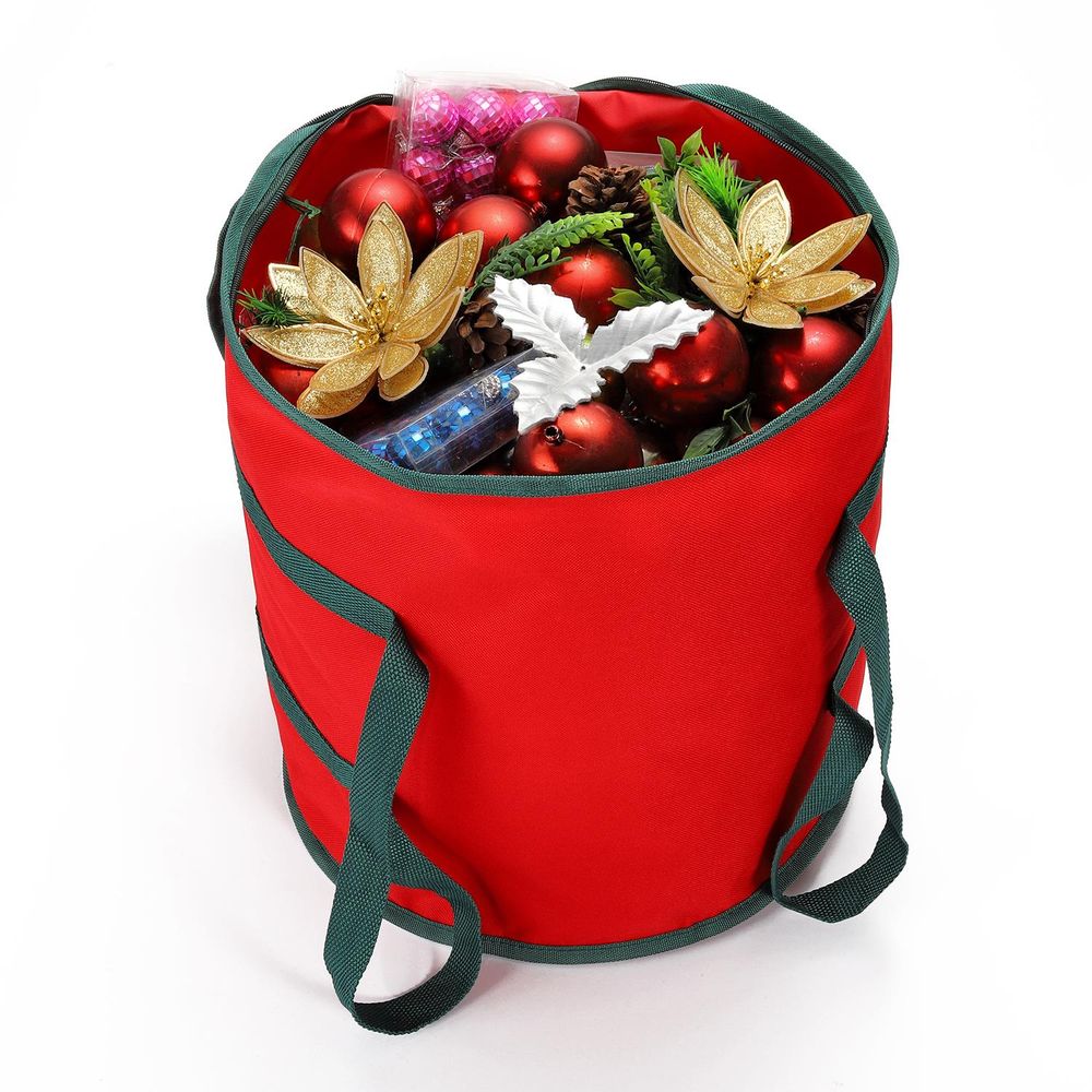 VINSANI Waterproof Red Christmas Lights & Ornament Storage Bag - 38x32 cm