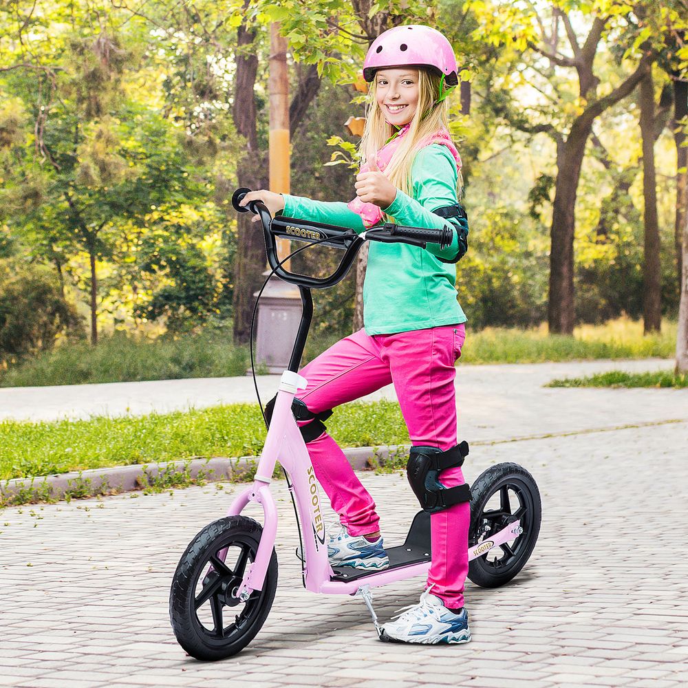 Adventurous Pink Push Scooter for Kids - Stunt Ready with 12" EVA Wheels!