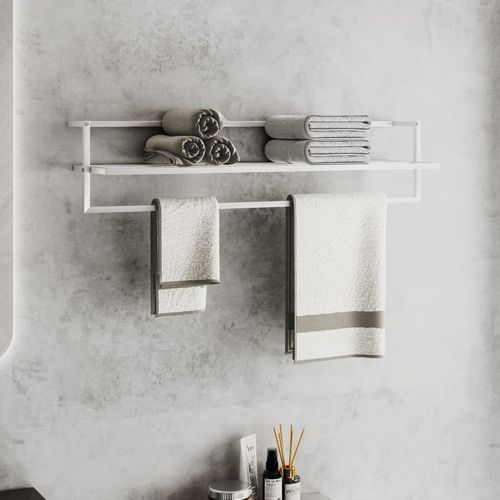 Elegant White Iron Towel Rack - 95x25x22 cm for Chic Bathroom Storage