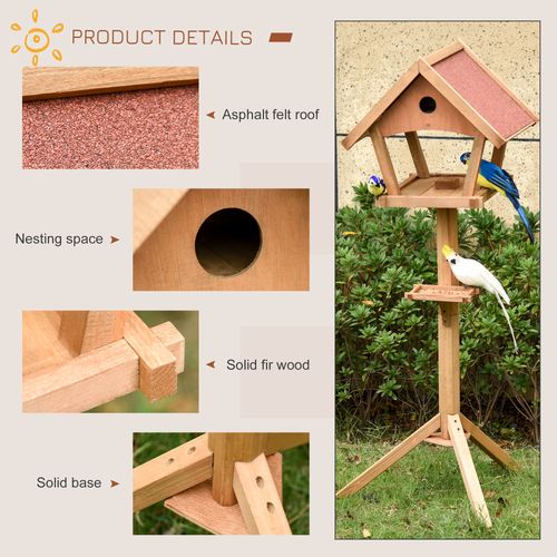 Classic Wooden Bird Feeder Stand - Weather Resistant Garden Essential