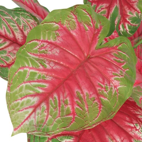 Vibrant 90 cm Artificial Caladium Plant in Stylish Pot ? Lush Green & Red