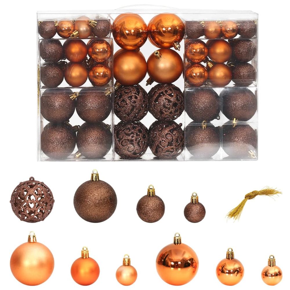 vidaXL 100-Pc Brown Christmas Baubles Set - Festive Decor for Your Tree!