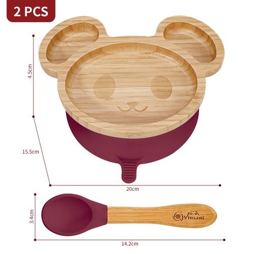 Vinsani Eco-Friendly Mouse Bamboo Plate & Spoon Set for Mess-Free Meals!