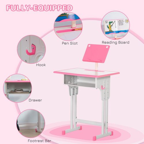 Stylish Pink Kids Desk & Chair Set with Storage, Safe Design for Fun Learning!