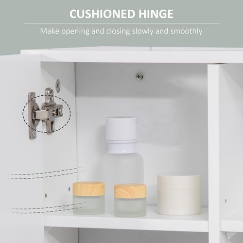 Sleek White Wall-Mounted Mirror Cabinet with Adjustable Shelves & Storage