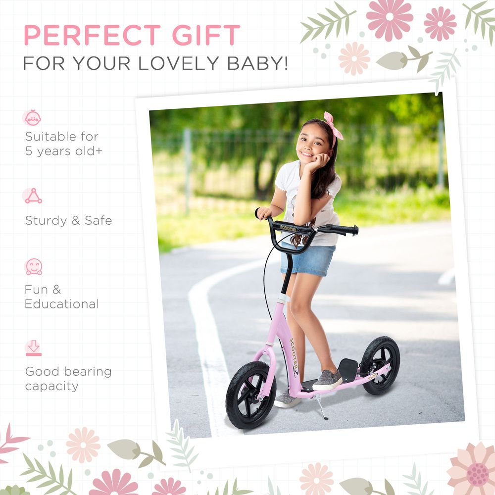 Adventurous Pink Push Scooter for Kids - Stunt Ready with 12" EVA Wheels!