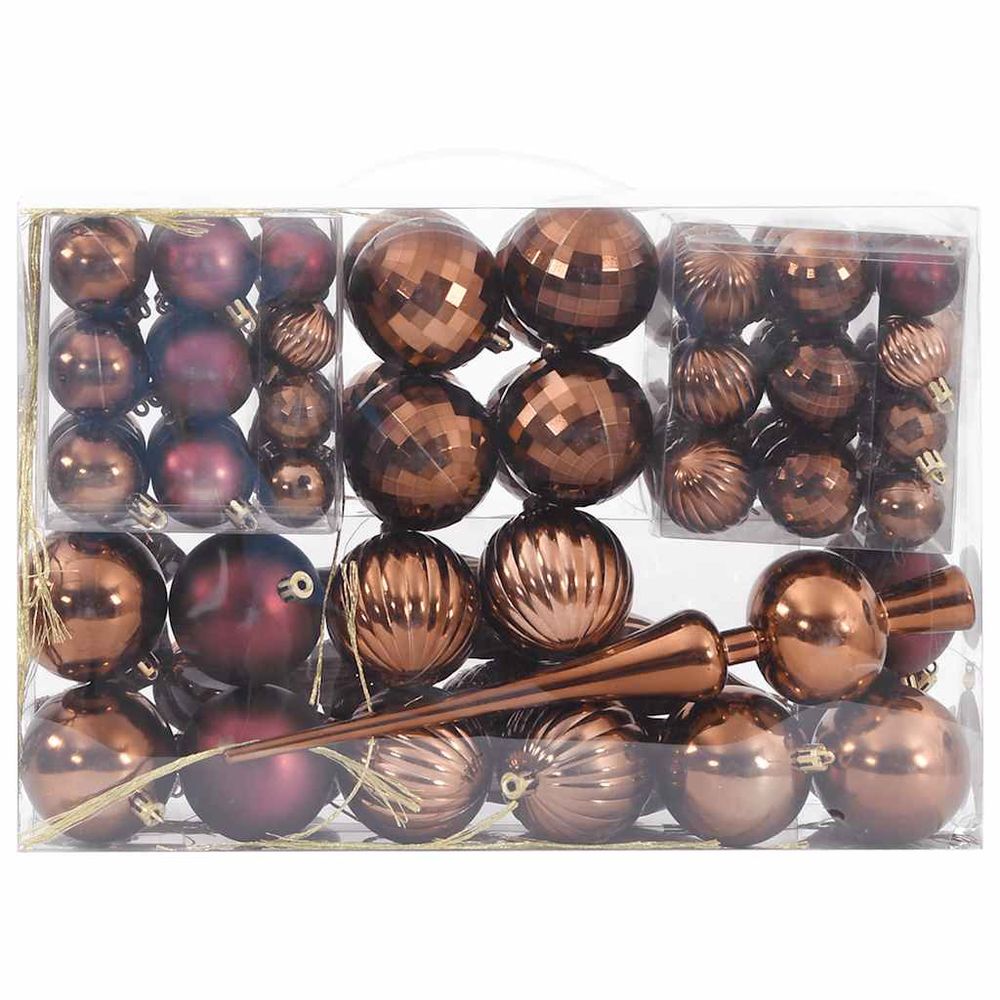 Sparkling Brown Christmas Baubles Set ? 98 Festive Ornaments for Holiday Cheer