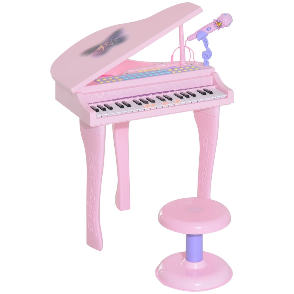 Enchanting Pink 37-Key Mini Piano Keyboard Set with Microphone & Stool