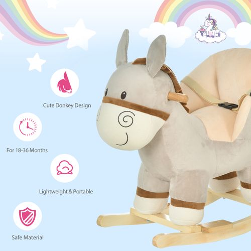 Plush Rocking Donkey Ride-On with Sounds & Safety Features for Kids