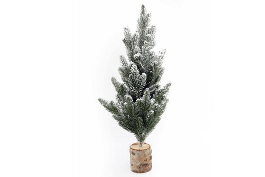 Enchanting 56cm Frosted Christmas Tree in Rustic Log Base