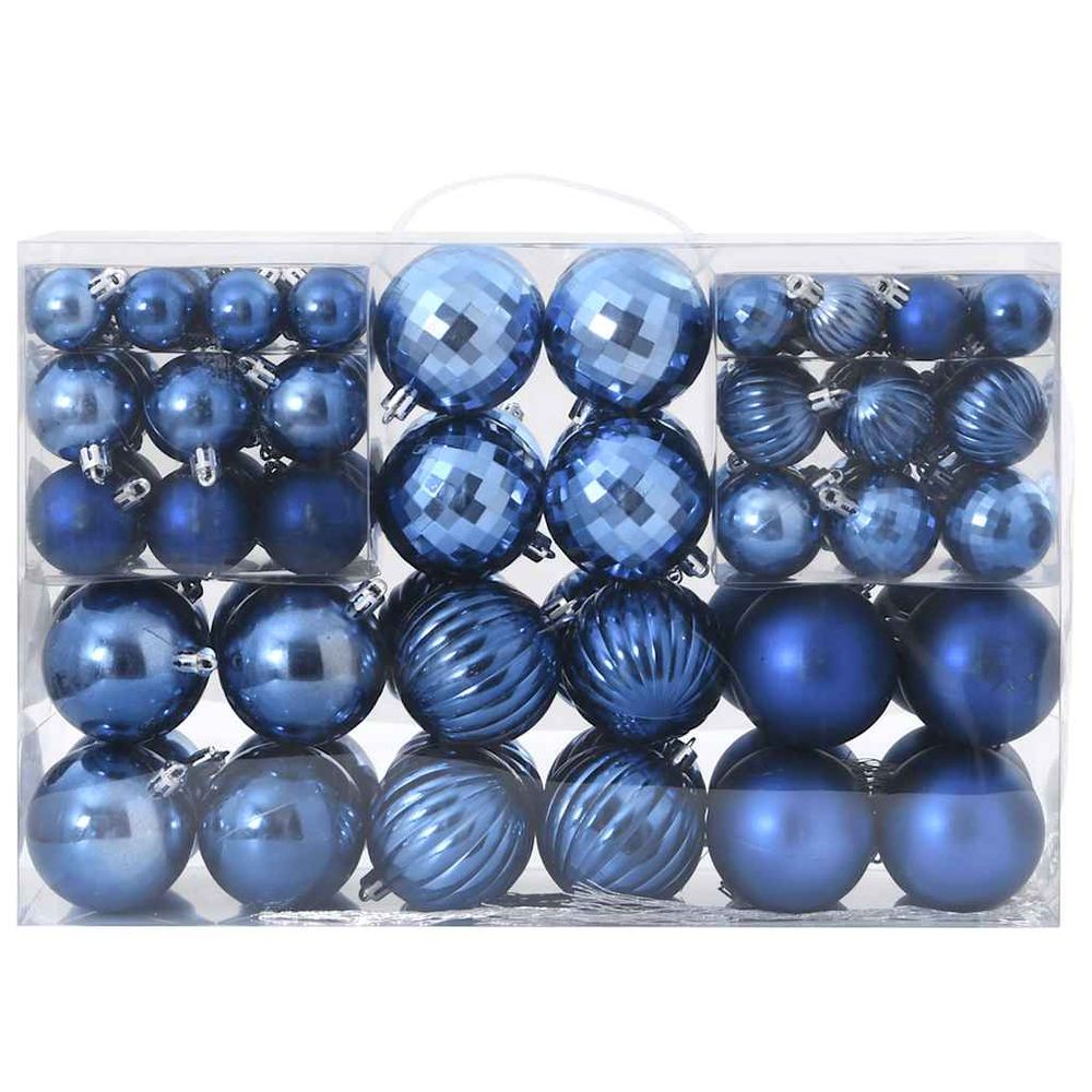 vidaXL 100-Piece Set of Blue Christmas Baubles in Various Styles