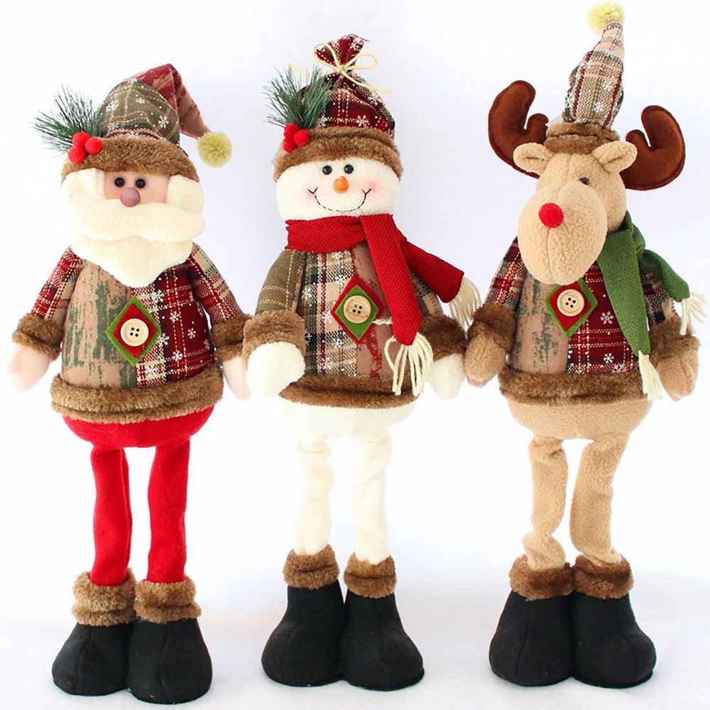 Stretchable Plush Christmas Characters: Santa, Snowman & Moose Decor 2024