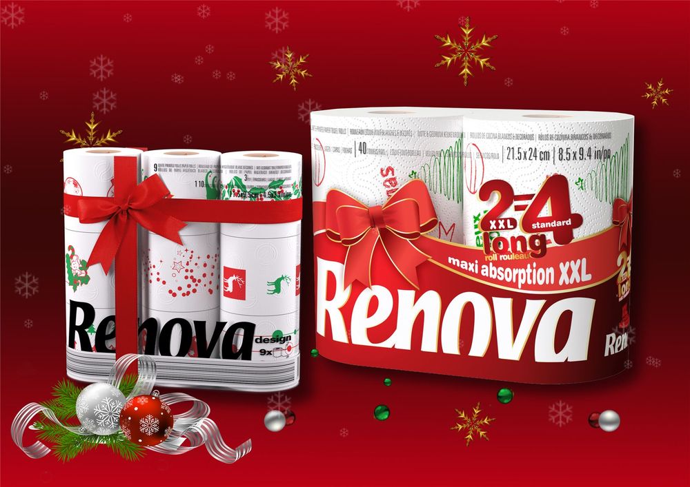 Festive Luxury: Renova 9 Rolls Christmas Toilet & 2 Kitchen Rolls Set