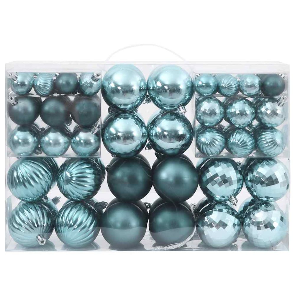 vidaXL 100 Green Christmas Baubles - Shiny, Matt, and Diamond Assortment