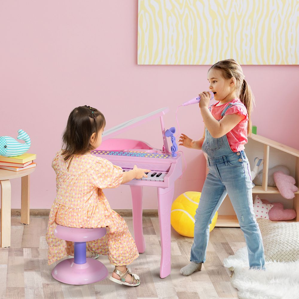 Enchanting Pink 37-Key Mini Piano Keyboard Set with Microphone & Stool