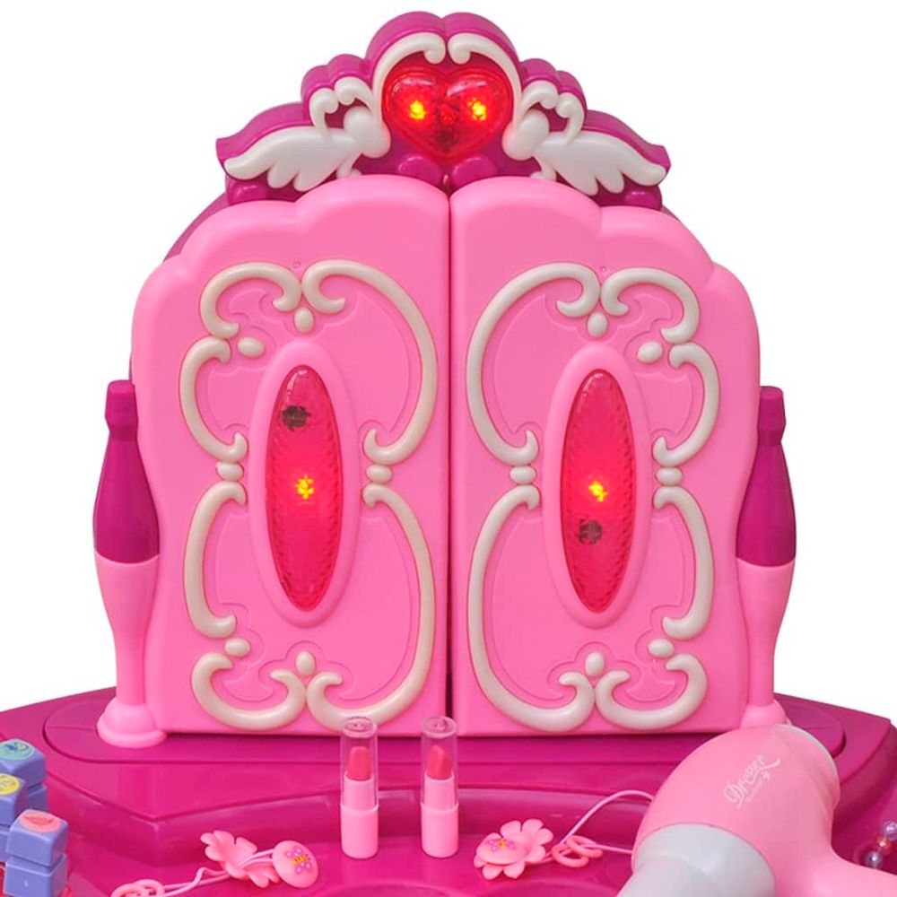 Deluxe 3-Mirror Kids' Vanity Table with Lights & Sounds - Pink & Blue Fun!