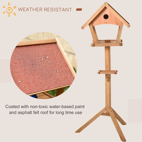 Classic Wooden Bird Feeder Stand - Weather Resistant Garden Essential