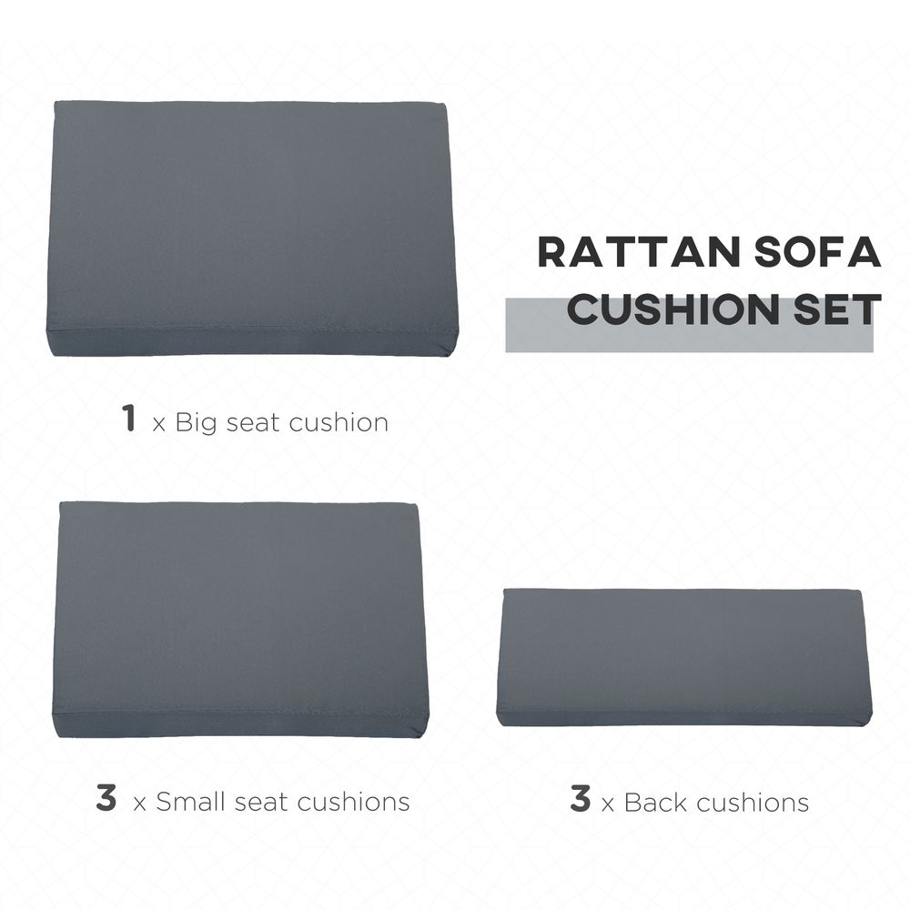 Luxurious 7-Piece Outdoor Cushion Set for Rattan Patio Furniture - Grey