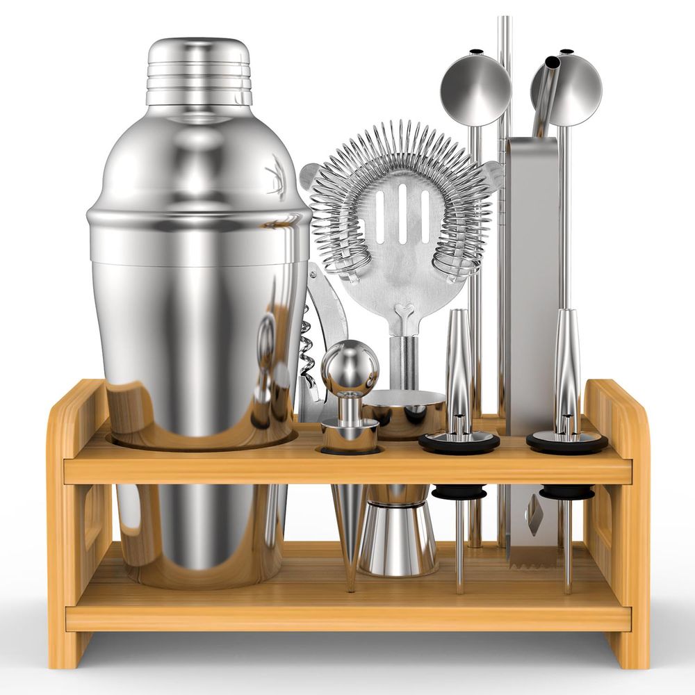 Vinsani Ultimate 15-Piece Cocktail Shaker Set for Crafting Perfect Drinks!