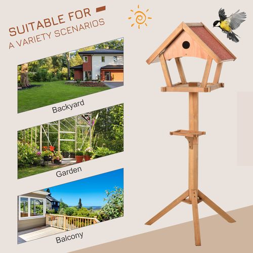 Classic Wooden Bird Feeder Stand - Weather Resistant Garden Essential