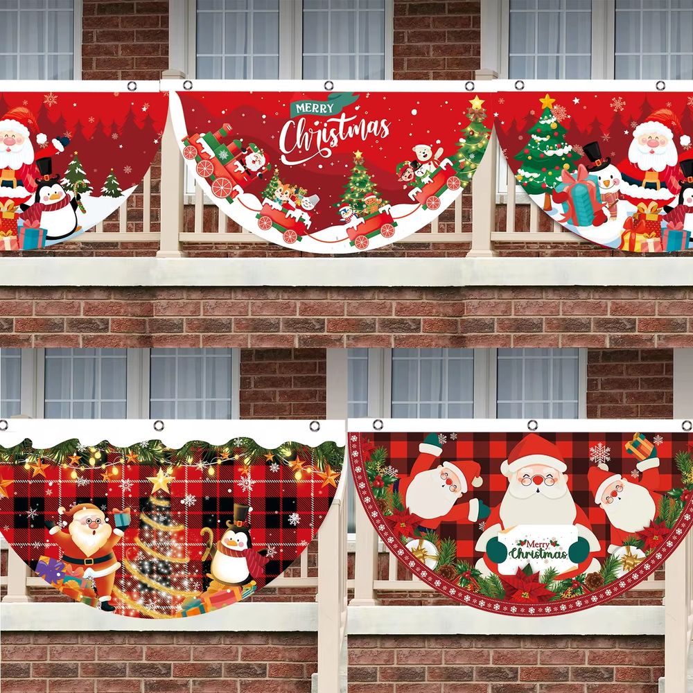 Festive Fan-Shaped Christmas Flag Banner - Perfect Holiday Home Decor!