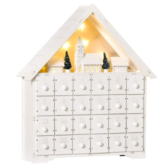 Magical 24-Drawer Light-Up Wooden Christmas Advent Calendar Countdown