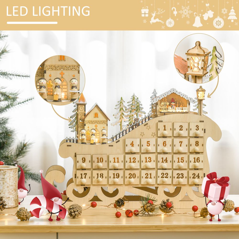 Enchanting Wooden Sleigh Advent Calendar: 24 Days of Holiday Magic