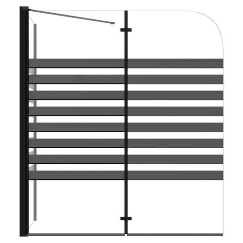 vidaXL Black Foldable Tempered Glass Bath Enclosure - 120x68x130 cm