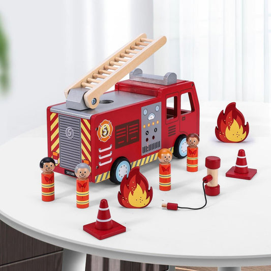 SOKA Wooden Fire Engine Set - Ignite Imagination & Active Play Fun!