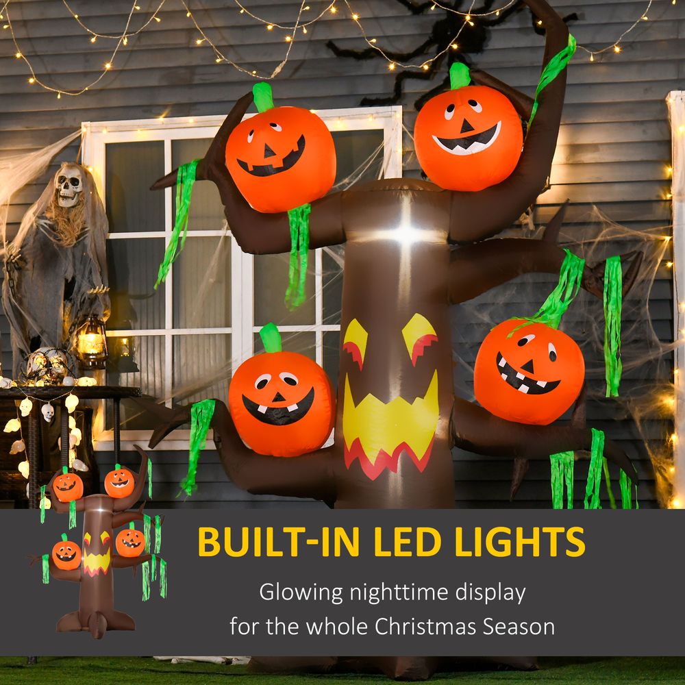 Spooktacular 2.4m Inflatable Ghost Tree with Pumpkins & 6 LED Lights