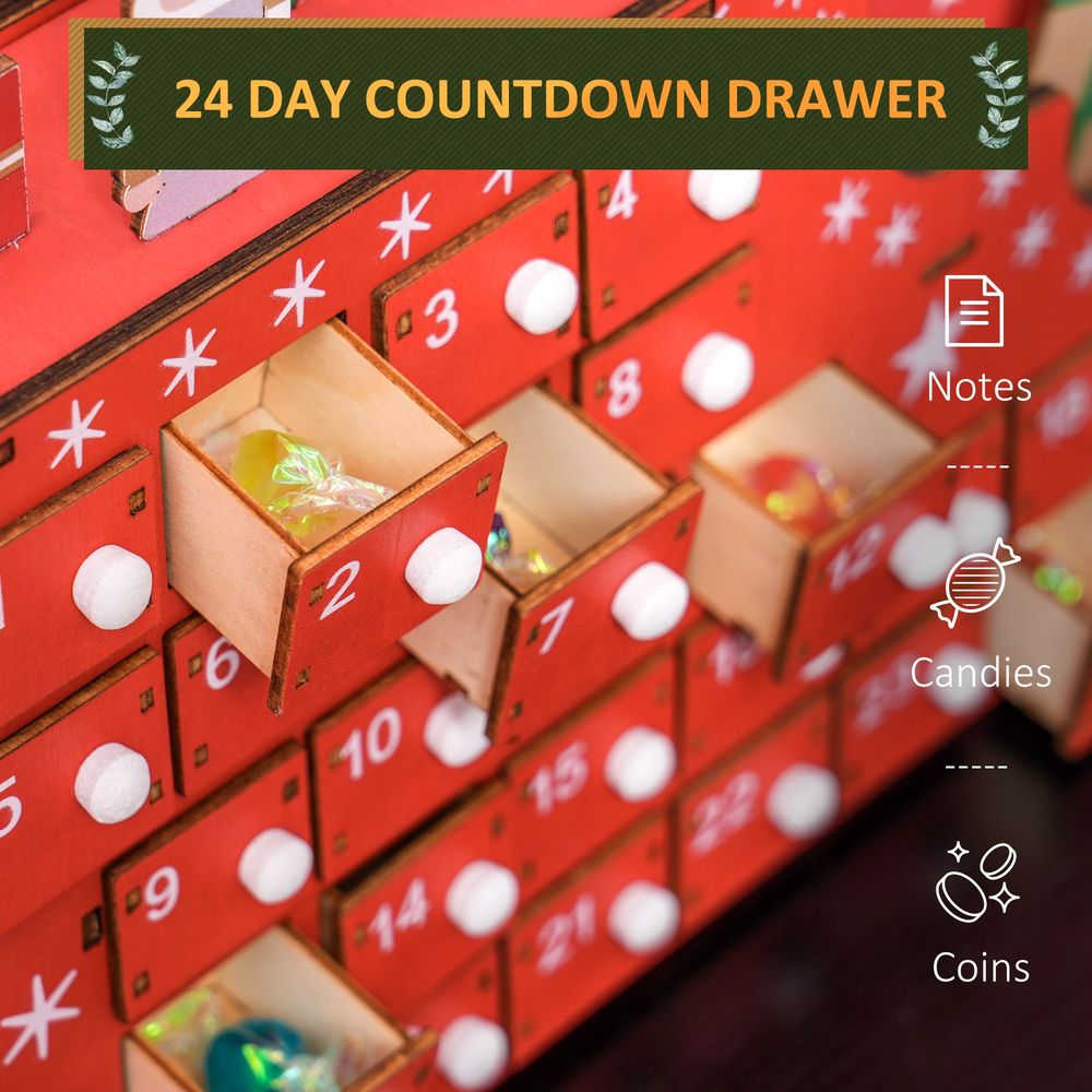 HOMCOM 24-Drawer Christmas Countdown Advent Calendar - Festive Joy Awaits!