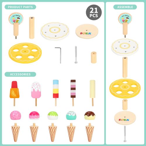 SOKA Ice Cream Stand Play Set - 10-Piece Delightful Treats for Kids!