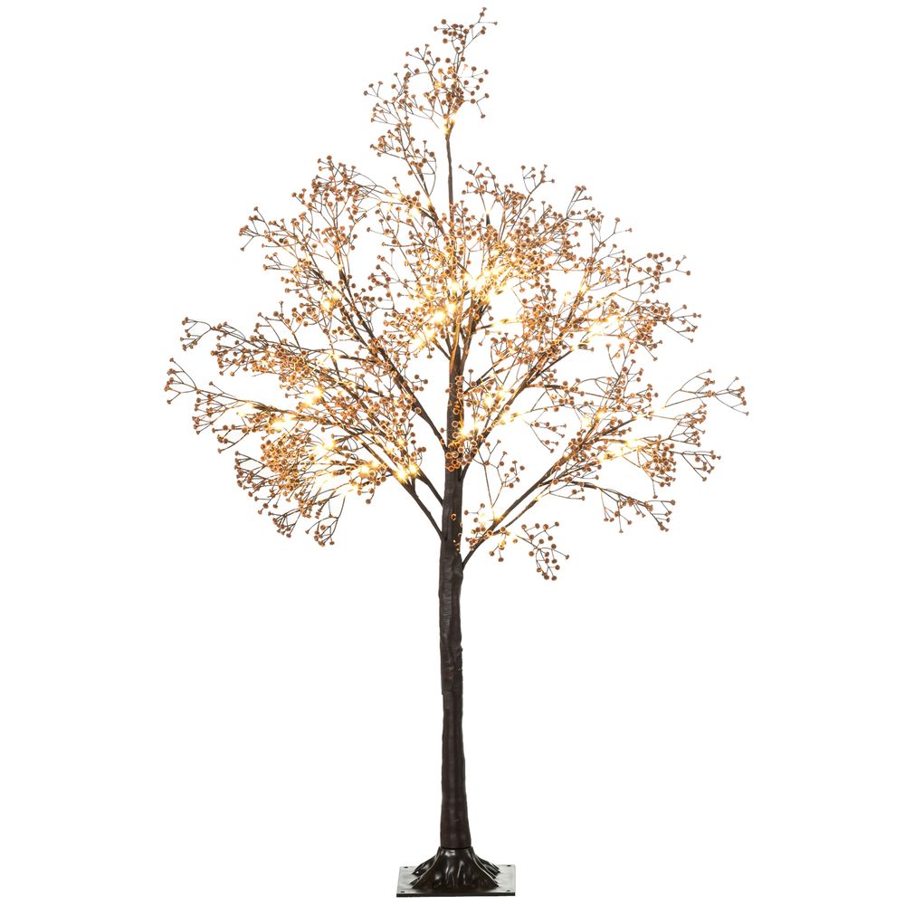 HOMCOM 4ft Prelit Artificial Tree with Warm LED Lights & Baby Breath Flowers