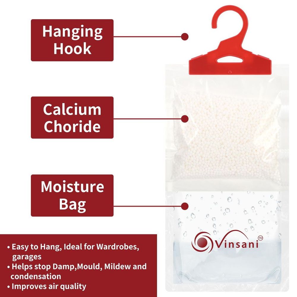 VINSANI 6PC Hydrophilic Hanging Dehumidifier Bags - Moisture Away!